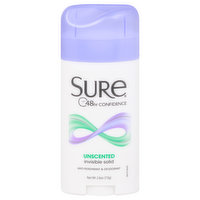 Sure Anti-Perspirant & Deodorant, Unscented, Invisible Solid, 2.6 Ounce