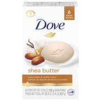 Dove Beauty Bars, Shea Butter & Vanilla Scent, 6 Each