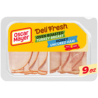 Oscar Mayer Deli Fresh Oven Roasted Turkey Breast & Smoked Uncured Ham Sliced Lunch Meat Variety Pack, 9 Ounce