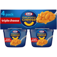 Kraft Triple Cheese Macaroni & Cheese Easy Microwavable Dinner, 4 Each
