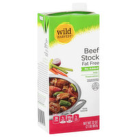 Wild Harvest Beef Stock, Fat Free, 32 Ounce