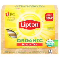 Lipton Black Tea, Organic, Tea Bags, 72 Each