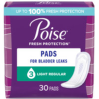 Poise Fresh Protection Pads, Light, Regular, 30 Each