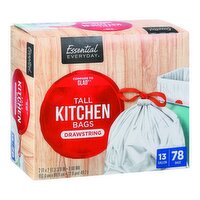 Essential Everyday Tall Kitchen Bags Drawstring, 78 Each