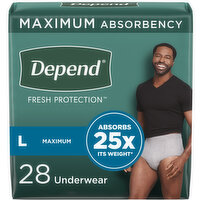 Depend Fresh Protection Incontinence Underwear for Men, Maximum Absorbency, 28 Each