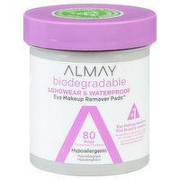 Almay Biodegradable Eye Makeup Remover Pads, Longwear & Waterproof, 80 Each
