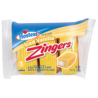 Hostess Zingers Cakes, Iced Vanilla, 3 Each