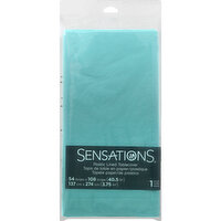 SENSATIONS Tablecover, Plastic Lined, Spa Blue, 1 Each