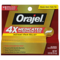 Orajel Toothache & Gum, Instant Pain Relief, Cream, 0.33 Ounce