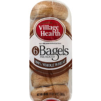 Village Hearth Bagels, 100% Whole Wheat, Pre-Sliced, 6 Each