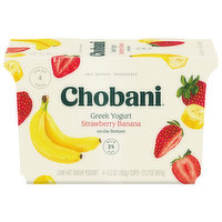 Chobani Yogurt, Greek, Low-Fat, Strawberry Banana, Value 4 Pack, 4 Each