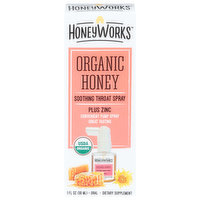 Honey Works Throat Spray, Soothing, Plus Zinc, Organic Honey, 1 Fluid ounce