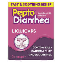 Pepto-Bismol Diarrhea Pepto Bismol Diarrhea Liquicaps, Relief for Upset Stomach and Diarrhea, Over-the-Counter Medicine, 12 Ct, 12 Each