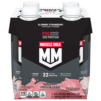 Muscle Milk Protein Shake, Non-Dairy, Slammin Strawberry, 4 Each