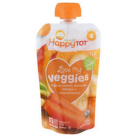 HappyTot Veggie & Fruit Blend, Carrots, Bananas, Mangos & Sweet Potatoes, 4 Tots & Tykes, 4.22 Ounce