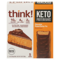 Think! Protein Bars, Keto, Chocolate Peanut Butter Pie, 5 Each
