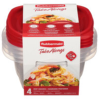 Rubbermaid Containers & Lids, Deep Squares, 4 Each