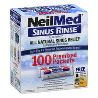 NeilMed Sinus Rinse Saline Nasal Rinse, Premixed Packets, 100 Each