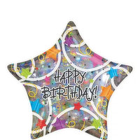 Happy Birthday Balloon, Holographic Stars, 1 Each
