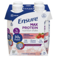 Ensure  Max Protein Nutrition Shake, Creamy Strawberry, 4 Each