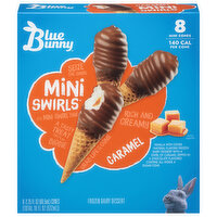 Blue Bunny Mini Swirls Frozen Dairy Dessert, Caramel, 8 Each