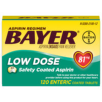 Bayer Aspirin, Low Dose, 81 mg, Coated Tablets, 120 Each