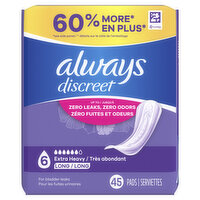 Always Discreet Discreet Extra Heavy Absorbency, Long Length, 45 Each