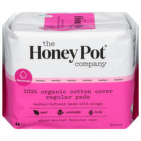 The Honey Pot Company Pads, 100% Organic, Cotton Cover, Regular, 20 Each