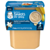 Gerber Snacks for Baby Pudding, Vanilla Custard, 2 Pack, 2 Each