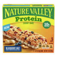 Nature Valley Chewy Bars, Protein, Blueberry Nut, 5 Each