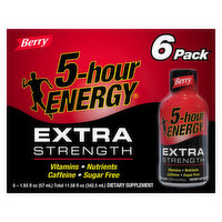 5-Hour Energy Energy Shot, Extra Strength, Berry, 6 Pack, 6 Each