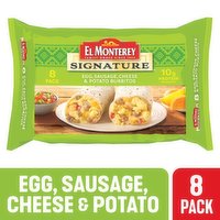 El Monterey Signature Burritos, Egg, Sausage, Cheese & Potato, 8 Each