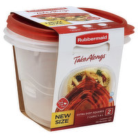 Rubbermaid Containers + Lids, Extra Deep Squares, 7 Cups, 2 Each
