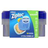 Ziploc Containers & Lids, Square, 4 Each