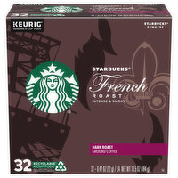 Starbucks Coffee, Ground, Dark Roast, French Roast, K-Cup Pods, 32 Each