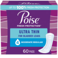 Poise Pads, Ultra Thin, Moderate Regular, 60 Each