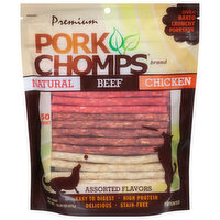 Pork Chomps Dog Treat, Assorted Flavors, Premium, 50 Each