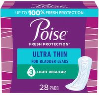 Poise Pads, Ultra Thin, Light, Regular Length, 28 Each