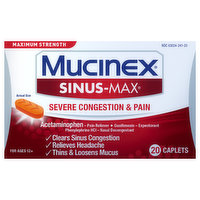 Mucinex Sinus-Max Severe Congestion & Pain, Maximum Strength, Caplets, 20 Each