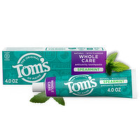 Tom's of Maine Whole Care Natural Toothpaste With Fluoride, Spearmint, 4 Ounce