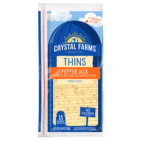 Crystal Farms Cheese, Pepper Jack, Thinly Sliced, Thins, 18 Each