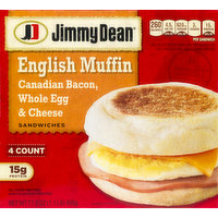 Jimmy Dean Jimmy Dean English Muffin Sandwiches Canadian Bacon, Whole Egg & Cheese - 4 CT, 17.6 Ounce