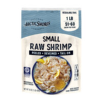 Arctic Shores Shrimp, Uncooked, Peeled & Deveined, Tail-On, 51-60, 16 Ounce