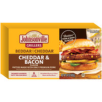 Johnsonville Grillers Patties, Cheddar Cheese & Bacon Flavor, 6 Each