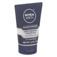 Nivea Men Face Scrub, Deep Cleaning, with Aloe Vera, Maximum Hydration, 4.4 Ounce