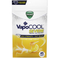 Vicks Severe Vicks VapoCOOL SEVERE Medicated Sore Throat Drops, Honey Lemon Chill Flavor, 45ct, 45 Each