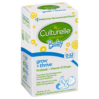 Culturelle Probiotic + Vitamin D Drops, Grow + Thrive, 0-12 Months, 0.3 Ounce