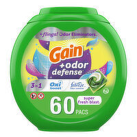 Gain Gain Flings Odor Defense Laundry Detergent Pacs, 60 Ct, Super Fresh, 60 Each