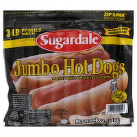 Sugardale Hot Dogs, Jumbo, 3 lb Family Pack, 48 Ounce