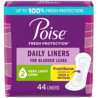 Poise Daily Liners, Very Light, Long, 44 Each